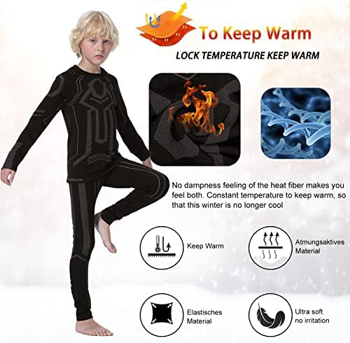 FEIXIANG RECIMA TERMAL para Kid, Long Johns define camadas base camisas de manga comprida e calças meninos de inverno esqui