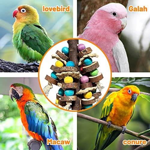 WQY Groceryshop Bird Toys, 6 Brinquedos de papagaio com blocos de madeira coloridos para pássaros grandes, papagaios