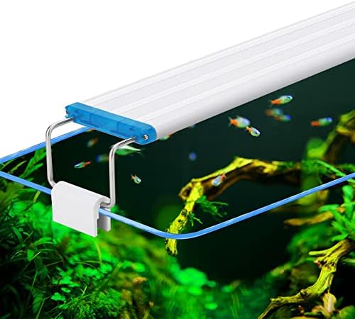Faixa de iluminação LED ajustável com xjhoma com suportes extensíveis Luz de capô de peixe aquário [48+13cm, 40less,