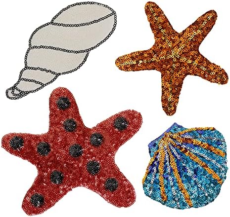 Starfish Shells lantejoulas de ferro em remendos para roupas Apliques de vestuário Diy Appliques Decoração Acessórios