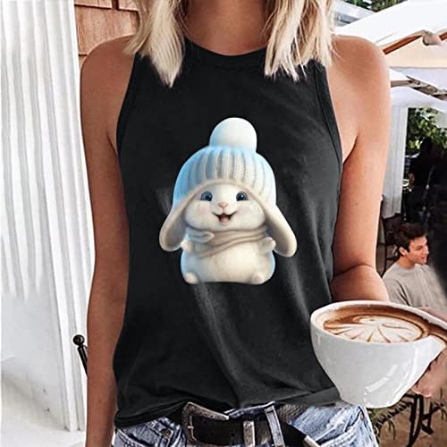 Tampas de tanques femininas, mulheres tops de verão para mulheres 2023 Trendy Cute Rabit Athletic Roupas Crew Neck