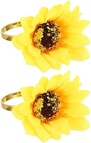 Guardanapos de casamento winomo 2pcs gunflower guardanapo anéis de guardana