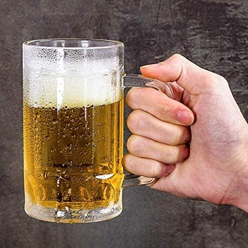 Aiddkk 500ml Canecas de cerveja de plástico com alças, caneca de cerveja transparente com alça para beber ao ar livre e cerveja