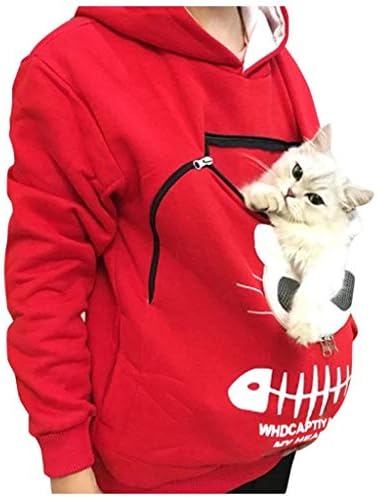 Mackneog Hoodie com bolsa de gato kitten impressão de cachorrinho bolsa de animais de estimação Hoodie Mulheres portador
