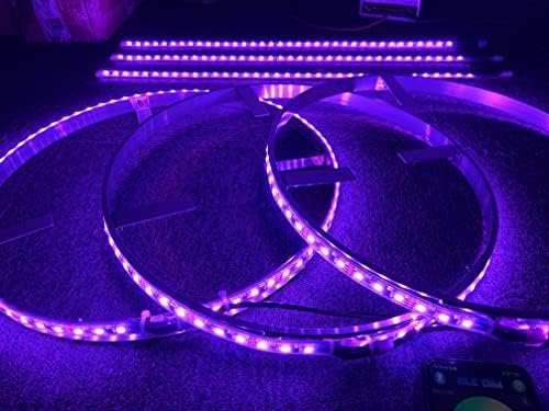 Sando Tech 15.5 '' Dream perseguindo a cor da roda LED Ring Light + 3pcs 2 pés LED tiras de decoração kit de luz 6 plugues sincronize bluetooth ctrl compatível com polaris slingshot