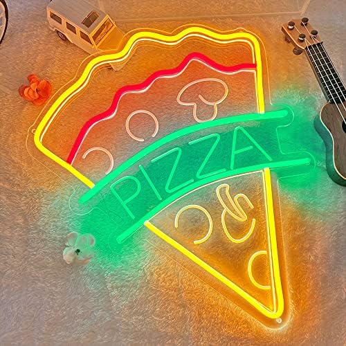 Pizza Néon Sinal para placas de arte de parede, sinais de luz de neon liderados em forma de pizza para lojas, restaurantes,