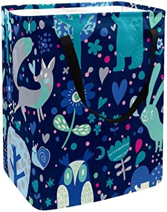 Blue Forest Animal Tree Patternl Floral Print Print Collapsible Laundry Horse, 60l de lavanderia à prova d'água de