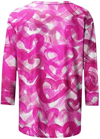 3/4 de manga tops para feminina moda de moda cardíaca camisa de pulôver gráfica