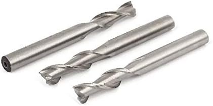 X-Dree 6,5mm Corte dia 2 flautas em espiral orifício reto Furo HSS-Al Cutter de moinho de extremidade 3pcs (6,5 mm