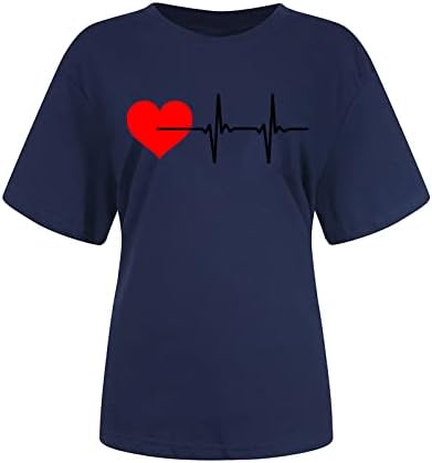 Tee de outo de verão Meninas de manga curta 2023 Roupas Cotton Heart Love Graphic Top Tee para feminino JD JD