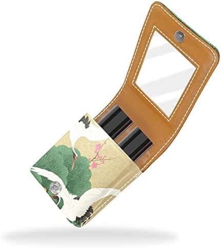 Mini estojo de batom com espelho para bolsa, Organização de suporte de caixa portátil de pássaros japoneses