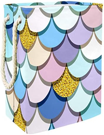 Deyya Mermaid escala Cestas de lavanderia coloridas cestam altas resistentes dobráveis ​​para crianças adultas meninos adolescentes