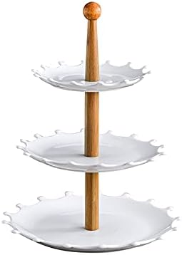 Bolo Stand Cupcake Stands Stands de 3 camadas de cerâmica Stand Stand White Mesa