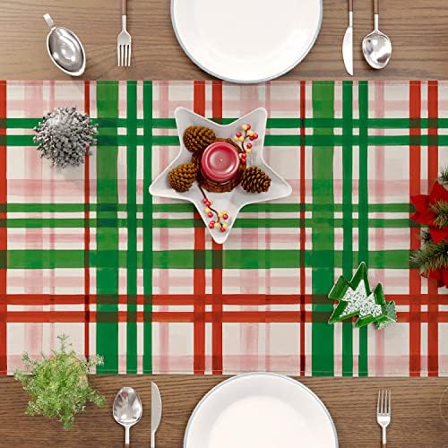 SIILUES Runner de mesa de natal, Decorações de Natal da Buffalo Plaid Christmas Runner para mesa de mesa de férias de ano novo