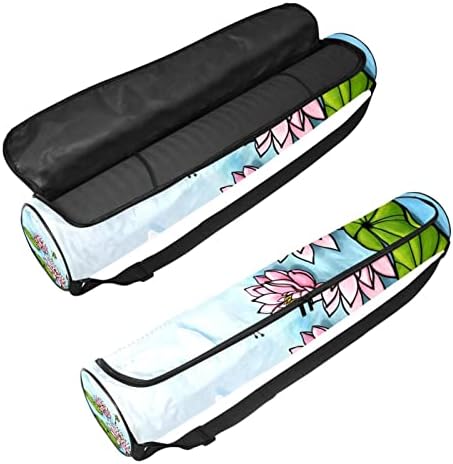 Ratgdn Yoga Mat Bag, Watercolor Lotus e folhas exercícios de ioga transportadora de tape