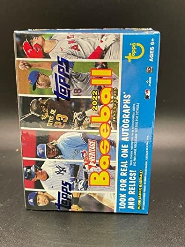 2022 Topps Heritage Baseball Factory Seled Blaster Box 8 pacotes de 9 cartas. 72 cartões em todos os cartões de novato Chase de um