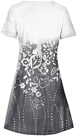 Vestido de cocktail feminino, RESS para mulheres fofas de manga curta Floral V Casual Casual Fit Fit Dress Dress Mini