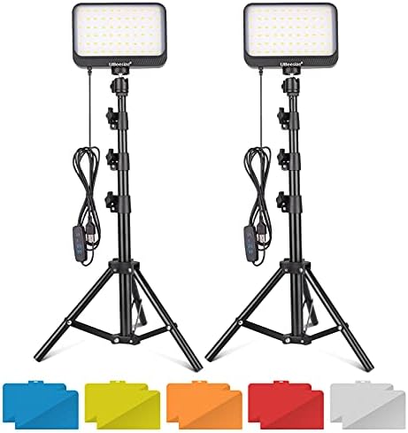 Kit de luz de vídeo LED UBeesize, 2pcs iluminação fotográfica portátil contínua de 2pcs com suporte de tripé ajustável