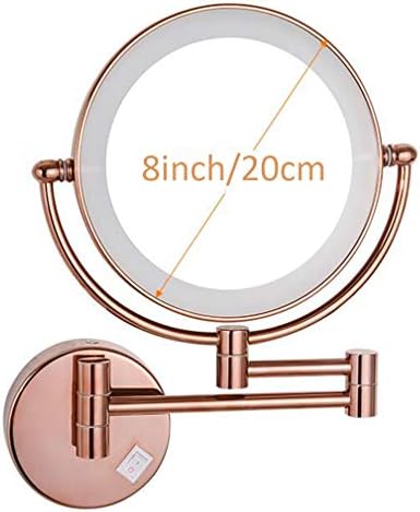 Espelho de maquiagem de vaidade, LED espelhado de banheiro de dois lados de 3x espelho de beleza montado na parede montado