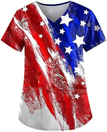 Camisa do Dia da Independência, tampas de limpeza plus size para mulheres 4º de julho Camisetas em V-deco