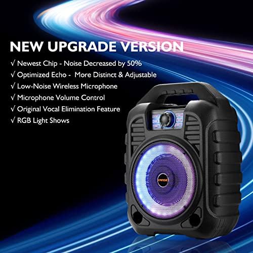 Earise T26 RGB Portable Bluetooth PA Sistema de alto -falante, máquina de karaokê com microfone sem fio, luzes RGB piscantes,