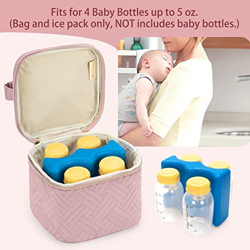 Pacote de mochila da bomba de mama do fasrom com bolsa de refrigerador de garrafa de bebê com pacote de gelo se encaixa em 4 garrafas