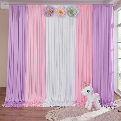 Cortina de cortina de pano de fundo roxa leve de lavanda DRAPES de 20x10 pés de espessura cortinas de casamento Fundo de