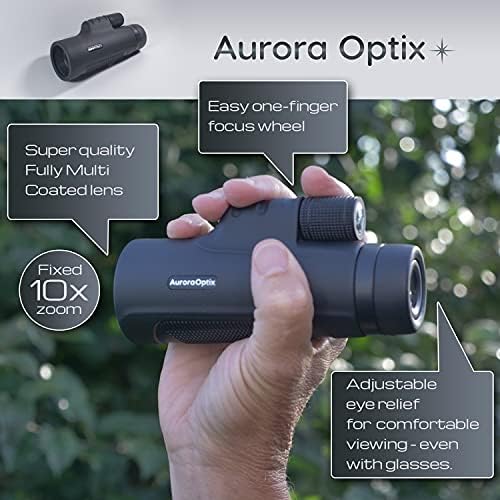 Aurora Optix Monocular 10x42 | Escopo de alta potência com titular de smartphone e tripé