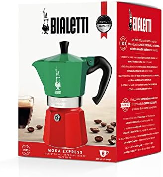 Bialetti - Moka Express Italia Coleção: Mandeira de Espresso de fogão icônico, faz café italiano real, Moka Pot 6 xícaras, alumínio,