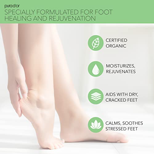 Pura d'Or Footfocus Focus calmante Aloe Vera Vera Hidratando Cuidados para os pés Hidratante - Rejuvenes e acalma os pés e as pernas secos e secos - ajuda a reduzir o odor - para homens e mulheres