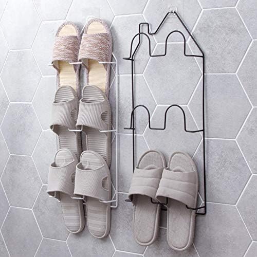WSZJJ Multi-camada de ferro-camada de ferro rack de parede de parede de parede pegajas penduram sapatilhas para o armário do