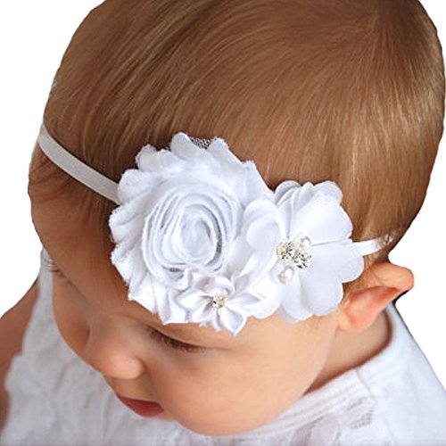 Bloomposh Baby Bandas de cabeça brancas Bandas de cabelo Armásticas de cabelo acessórios de cabelo para meninas recém