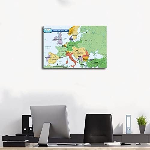 YOLANCH PRIMEIRA PRIMEIRA PARA I MAPS da Europa para Aprendizagem, sala de aula, educação, Recursos de volta às aulas Impressão Poster Sala de estar de decoração Estética Posters de estética de 12x18 polegadas