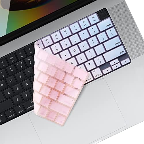 Capa do teclado Kwmobile Compatível com Apple MacBook Pro 16 A2485 - Qwerty US - Bicolor Dark Pink/Blue/Transparent