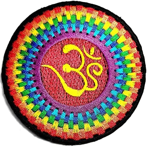 Kleenplus 3pcs. Rainbow Circle OM AUM Hinduísmo Mantra Símbolo de Yoga Ferro em remendos Motivos de Motivo Bordados