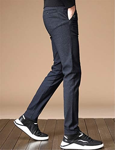 Andongnywell Men's elástico Cintura calça de cordão para exercícios esportivos Viagens de calças retas elásticas com bolsos