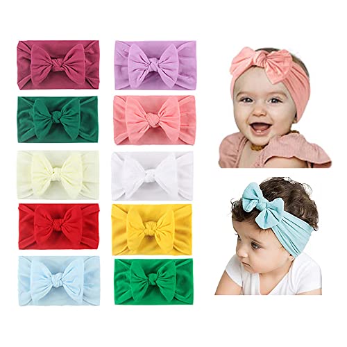 10pcs Baby Girls Nylon Bandas de cabeça recém -nascidas Girls elásticos de cabelo macio Bandas de cabelo Baby Várias faixas de cabelo arqueado Acessórios para cabelos de cabeça artesanal para crianças recém -nascidas infantis crianças