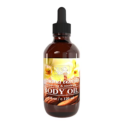 Coleta do mar Dead Oil Body Oil com amêndoa e baunilha - hidratante da pele seca e óleo de massagem hidratante - óleo de banho