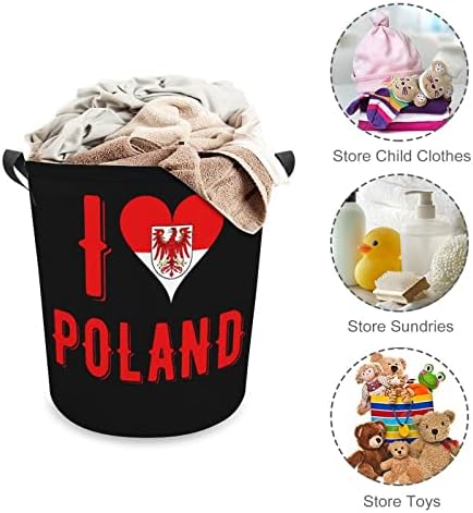 Eu amo a Polônia grande cesto de lavanderia