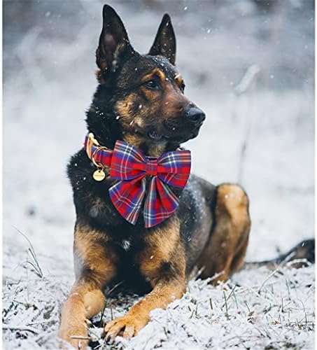 Colar de cachorro de algodão de Natal genérico com marinheiro arco vermelho e azul colarinho xadrez para cachorro pequeno médio