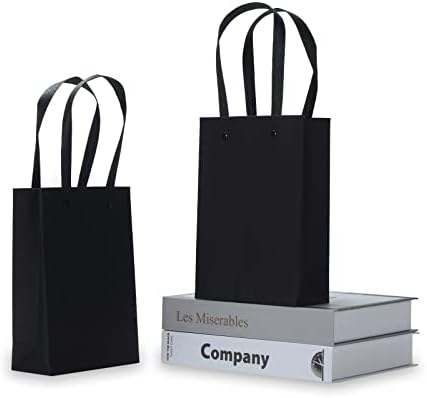 Yaceyace Paper Sacos de presente preto, 10pcs 5,9 x 2,35 x7,85 polegadas sacos de presente a granel tamanho Kraft sacos de