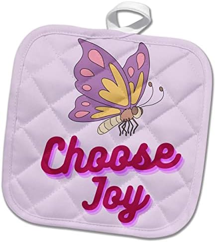 Imagem 3drose de borboleta com texto de escolha Joy - Potholders