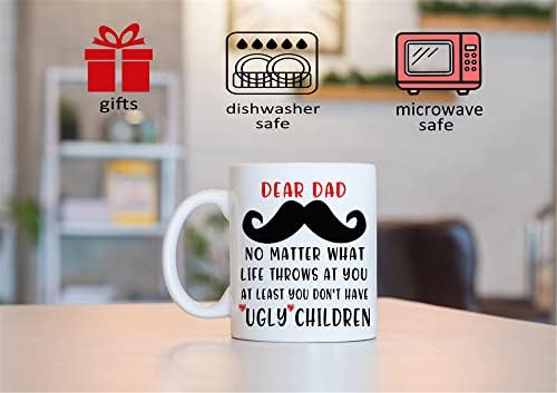 QSAVET PAI Não importa o que/Filhos feios caneca de café engraçada, presentes de pai, presentes de pai, presentes de morda