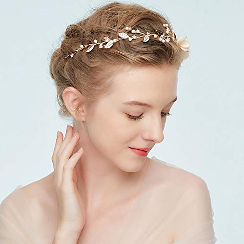 Faixa de cabelo da flor de flor de ouro axmey para noiva e fitas jóias de cabelo feita à mão na banda de cabelo da dama de