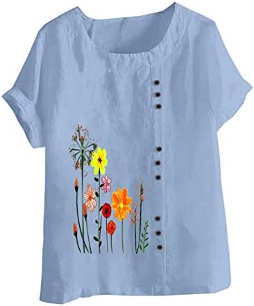 PBNBP Mulheres de manga curta Blouses Summer Button Down Flowers Conhas Camisas Camisas Camisas