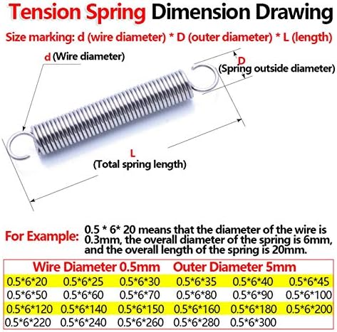 Tensão de tensão metálica Substituição da mola de aço inoxidável tensão de tensão de mola de mola de mola de aço de aço diâmetro