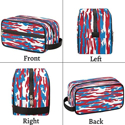 Bolsa de higiene pessoal portátil de viagem portátil, bandeira americana Dopp Kit Cosmetic Organizer Saco de maquiagem