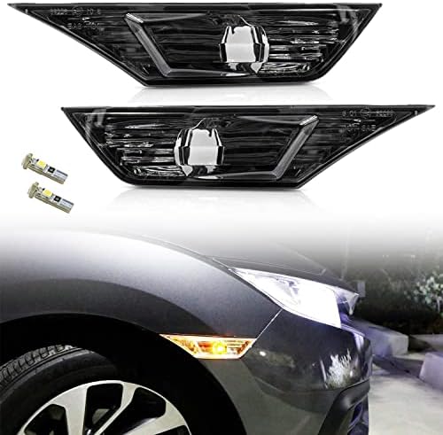 Luz do marcador lateral de lentes defumadas de Wastoreel para -2021 10ª geração Honda Civic Sedan Coupe Hatchbakc, Substitua