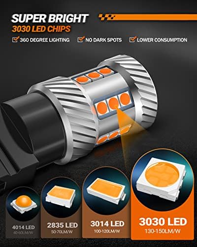 Sealight [2023 New Upgrade] 3157 3156 3057 4157 lâmpadas LED, 2700 mil lâmpada amarela âmbar com lentes de projetor Substituição para luzes de pisca -pisca de giro dianteiro/traseiro ou luzes de estacionamento da cauda de freio, pacote de 2