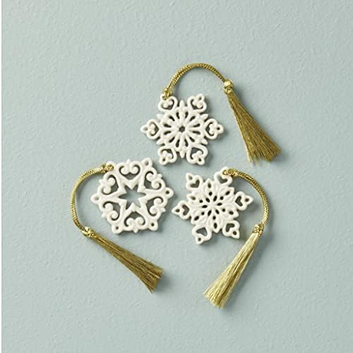 Lenox Mini Snowflake de 3 peças conjunto de ornamentos, 0,10 lb, marfim